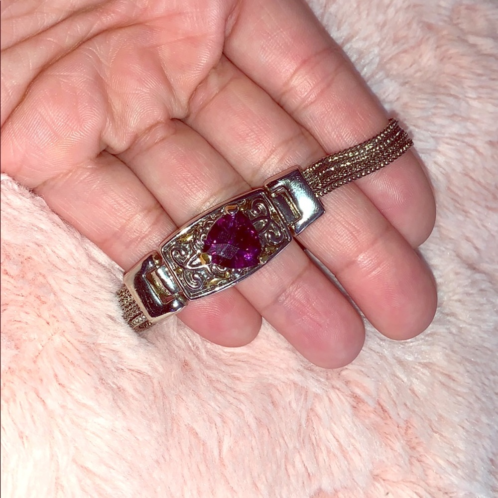 Sterling silver bracelet with purple gem
